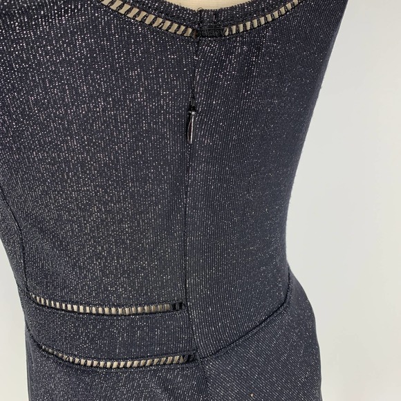 Sanctuary Metallic Sparkle Fit & Flare Mini Dress with Ladder Stitch Detail NWT - Picture 5 of 14